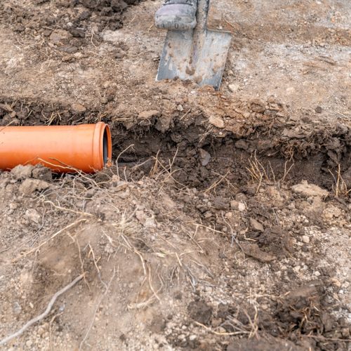 Plastic,Pvc,Waste,Sewer,Pipe,In,The,Ground.,Construction,Site
